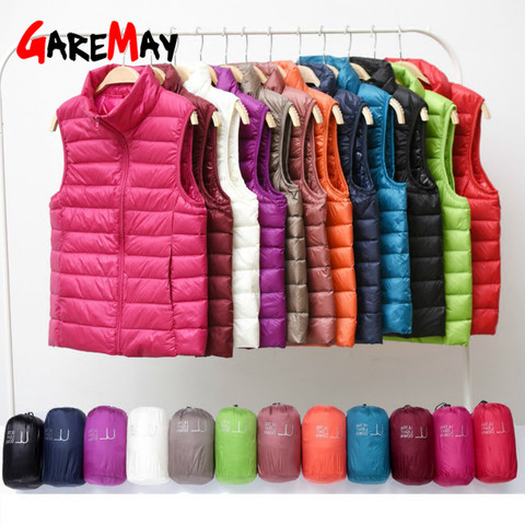 GareMay-Chaleco de plumón para mujer, chaqueta sin mangas a la moda para mujer, chaleco para mujer, chaqueta de plumón cálida, chaquetas de talla grande para mujer ► Foto 1/6