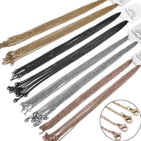 10 unids/lote Cadena de acero inoxidable de 2mm de ancho oro rosa oro negro de plata de Color 50cm collares/hombres DIY colgante cadena a granel venta ► Foto 1/6