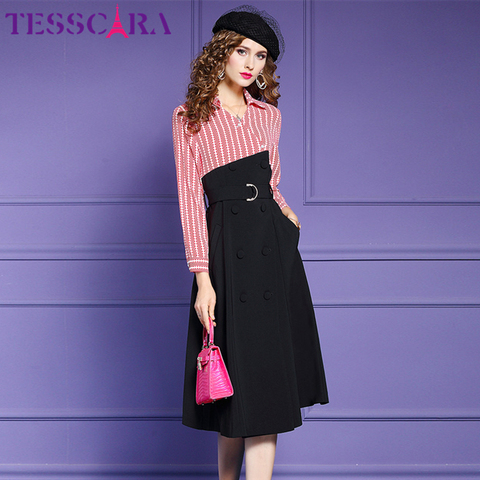 TESSCARA-vestido elegante de otoño e invierno para mujer, camisa de fiesta femenina de diseñador, Túnica de fiesta de cóctel de oficina, Vintage, de alta calidad ► Foto 1/6