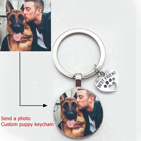 Llavero personalizado con foto de perro, colgante de cristal de perro y amor, Mini llavero de corazón, llave de coche, regalo de recuerdo ► Foto 1/5