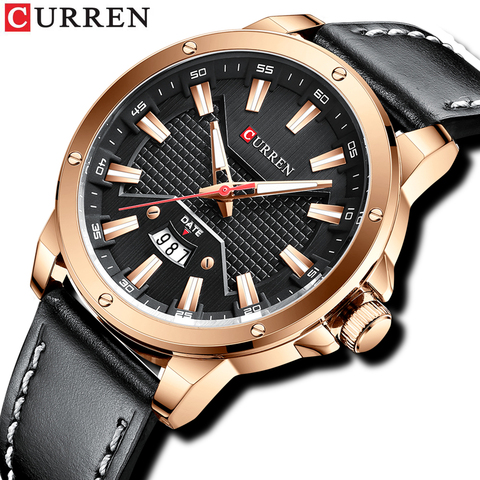 CURREN-Reloj de pulsera de cuarzo de cuero para hombre, cronógrafo luminoso con manecillas ► Foto 1/6