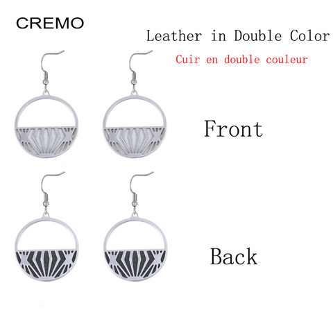 Pendientes colgantes Cremo Luxe para mujer, joyería de acero inoxidable, pendiente de gota de cuero Reversible, boucle d'oreille femme ► Foto 1/6