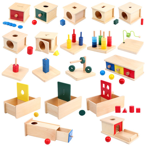 Juego educativo Montessori de madera para niños pequeños, caja de rompecabezas, enseñanza, juego de madera, preescolar ► Foto 1/6