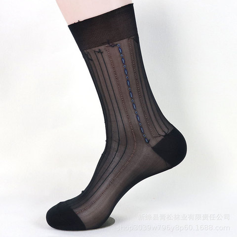 Calcetines de tubo calcetines de vestir regalos para hombres calcetines transparentes exóticos traje Formal hombres Sexy Gay rayas transparentes negocios TNT calcetines ► Foto 1/4