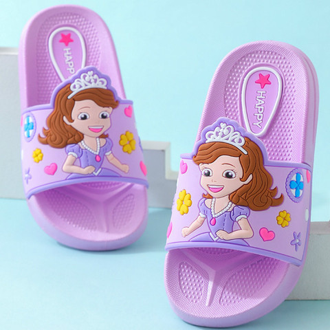 Zapatillas de verano para niños y niñas, zapatos de playa para bebés, pantuflas suaves para interiores, sandalias con dibujos animados ► Foto 1/6