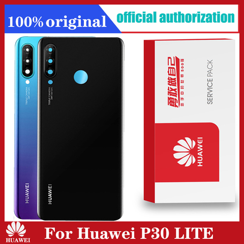 Recambio de carcasa trasera Original para HUAWEI P30 Lite, cristal de batería, Nova 4e, con pegatina adhesiva para lente de cámara ► Foto 1/5