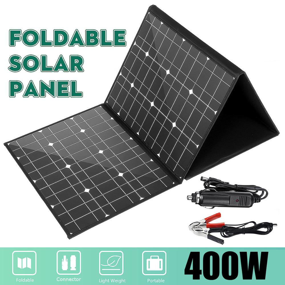 Panel Solar monocristalino, placa de células solares de 18V y 400W, salida USB, resistente al agua, plegable, con controlador de 10/20/30/40/50A/60A ► Foto 1/6