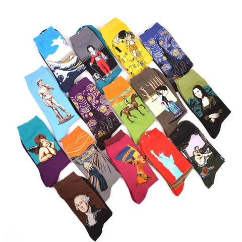 Clásico Retro abstracto pintura al óleo arte calcetines mujeres moderno Van Gogh noche estrellada pintura al óleo Happy calcetines de regalo de Navidad ► Foto 1/6