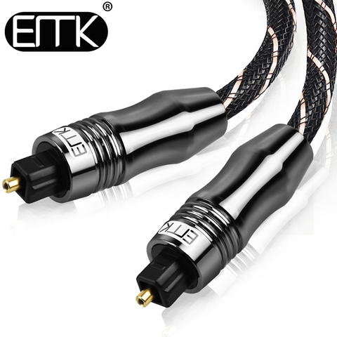 Cable de Audio Digital Toslink EMK 5,1, Cable óptico SPDIF de calidad para TV, Blu-ray reproductor, barra de sonido de 10m, 15m ► Foto 1/6