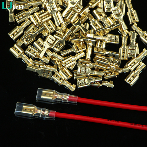 Terminal de crimpado hembra de pala, 200 Uds./100 pares, 2,8mm, 4,8mm, manguito eléctrico, Conector de envoltura de cable para 22-16 AWG, 0, 5 mm2-6,3 mm2 ► Foto 1/6