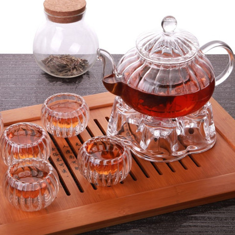 Punpkin-TETERA de vidrio resistente al calor, con filtro colador, se puede calentar agua, té, 600ml ► Foto 1/6
