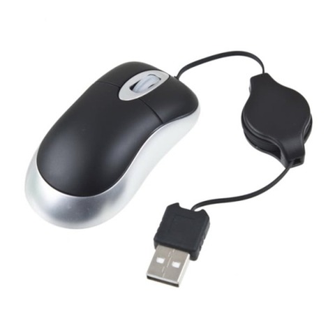 Ratón óptico retráctil delgado para ordenador portátil, Mouse de desplazamiento óptico USB 2,0/1,1 para ordenador portátil y PC, con Sensor óptico de 800dpi ► Foto 1/6