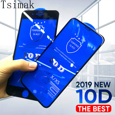 Protector de pantalla de vidrio templado para móvil, película protectora de cobertura completa para iPhone 11 Pro Max XS XR X 7 8 Plus 6 s 6, 5D 6D 9D 10D ► Foto 1/6