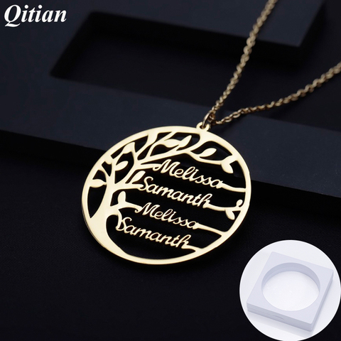 Collar personalizado del árbol de la familia de la Declaración para las mujeres nombre personalizado oro Color collar de acero inoxidable hombres joyería regalo de Navidad ► Foto 1/6