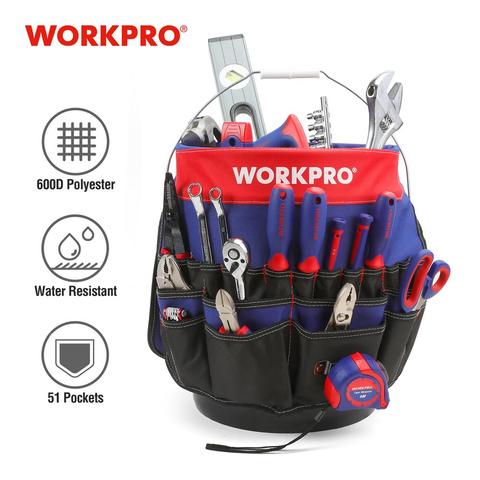 Bolsa de herramientas WORKPRO de 5 galones para organizar cubetas con 51 bolsillos para cubetas de 3,5-5 galones (herramientas excluidas) ► Foto 1/6