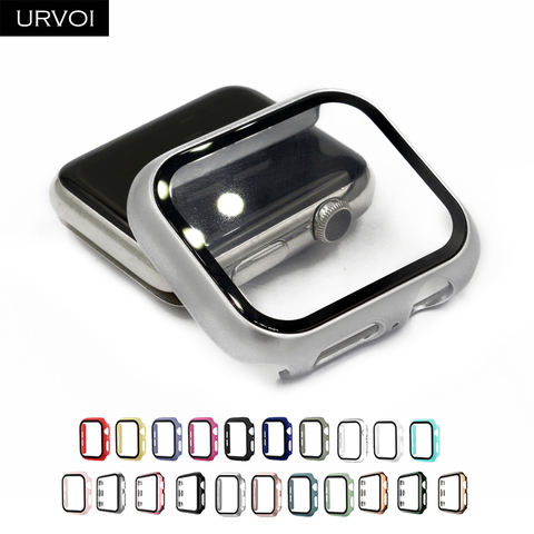 URVOI-parachoques para apple watch Serie 6 SE 5 4 3, funda para iwatch, cubierta con vidrio templado, protector de pantalla, banda ultrafina de 40 y 44mm ► Foto 1/5