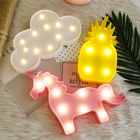 LED flamenco unicornio noche luces piña Cactus estrella luminaria lámpara de pared decoraciones iluminación regalos navidad vacaciones cumpleaños ► Foto 1/6