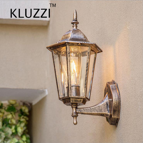 Kluzi-Lámpara de pared hexagonal recta para exteriores, luz decorativa de pared, impermeable, estilo retro europeo ► Foto 1/6