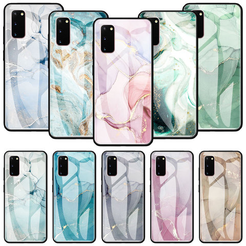 Funda de cristal para Samsung Galaxy S20 FE S10 S9 S8 Plus Note 20 Ultra 10 Lite 9 8, carcasa de teléfono, Capa de mármol, arte, moda Coque ► Foto 1/6