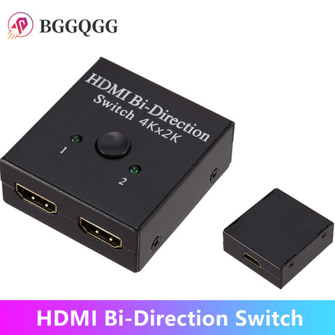 BGGQGG 4K x 2K Switcher UHD, 2 puertos Bi-direccional Manual 2x1 1x2 HDMI interruptor AB HDCP compatible con 4K FHD Ultra 1080P para proyector ► Foto 1/6