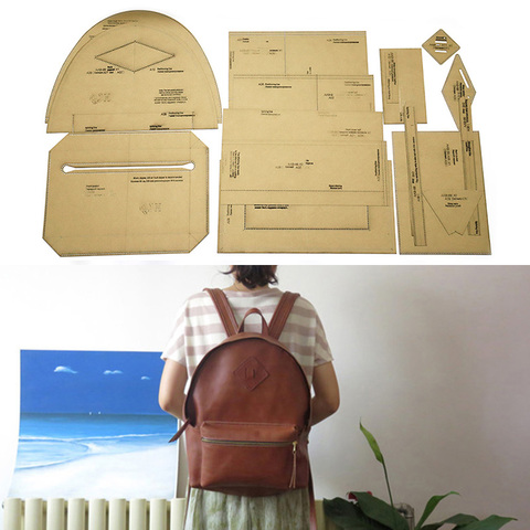 Herramientas de cuero para hombre y mujer, mochila informal, plantilla de papel Kraft, Plantilla de Diseño Artesanal de cuero hecho a mano ► Foto 1/6