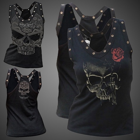 ZOGAA-Chaleco informal gótico con estampado de calavera para mujer, top sexy, ropa de calle de talla grande, XS-5XL, festival ► Foto 1/4