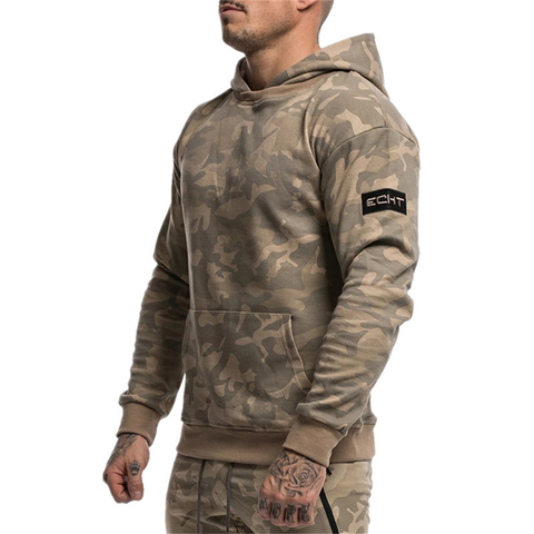 YEMEKE-sudaderas con capucha de Fitness para hombre, ropa deportiva de marca de moda de otoño, de camuflaje, sudadera de chándal para exteriores ► Foto 1/6