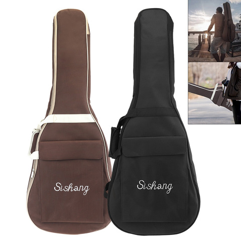 Funda para guitarra de tela Oxford de 40/41 pulgadas bolsas Gig, doble correa, acolchada, de algodón, suave, impermeable, mochila negra y café opcional ► Foto 1/6