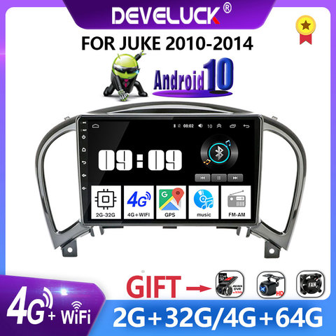 Reproductor multimedia con GPS para coche, radio con Android 9.0, 4GB + 64GB, pantalla táctil, navegación, 2 Din, RDS, DSP, red 4G, para Nissan Juke YF15, 2010-2014 ► Foto 1/6