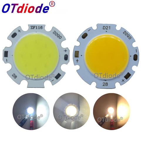 Fabricante de 28mm LED redondo de aluminio fuente de luz de mazorca módulo 3W 5W 7W 10W 12W COB lámpara de bulbo Flip chips para proyector ► Foto 1/6