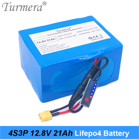 Turmera-batería 32700 Lifepo4 4S3P, 12,8 V, 21Ah, 4S, 40A, BMS equilibrado para barco, fuente de alimentación incontinua de 12V + indicador de capacidad ► Foto 1/6