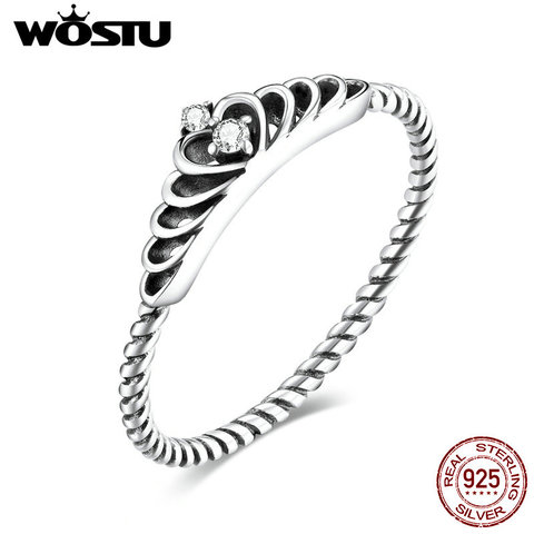 WOSTU auténtico 925 de Plata de Ley 925 deslumbrante princesa Forma de Corona el anillo de dedo para las mujeres joyería de la boda Anel CQR663 ► Foto 1/6