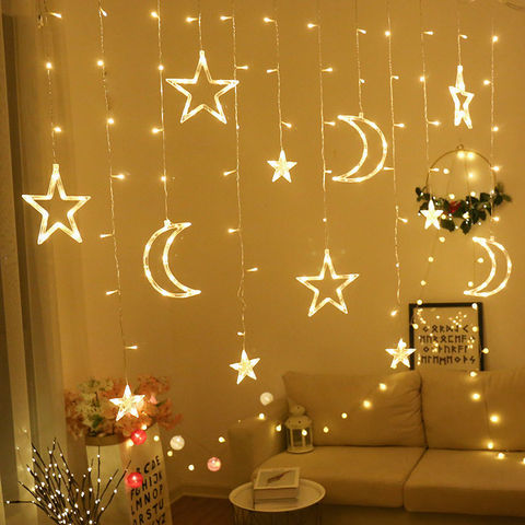 Cadena de luces LED con forma de luna y Estrella, Decoración de Ramadán de decoración para fiesta de cumpleaños, estilo islámico, musulmán, EID Al Adha, Ramadán, Eid ► Foto 1/6