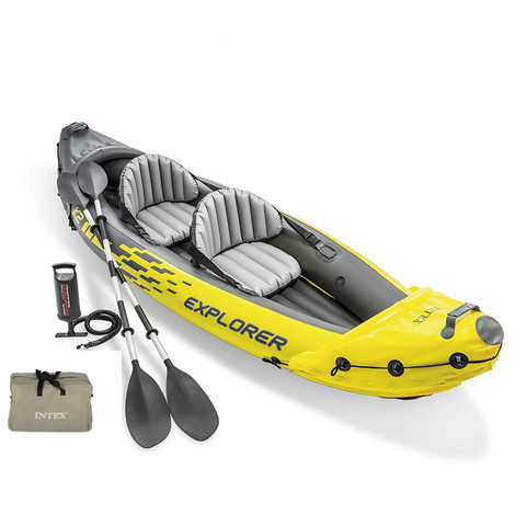 Kayak EXPLORER K2 inflable para deportes acuáticos, bote de pesca portátil, persona doble, PVC, bomba de paleta de 2 asientos, libre de impuestos ► Foto 1/6