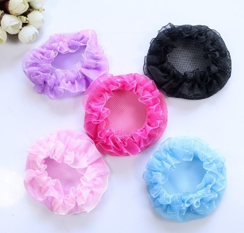 Nuevo lindo de las niñas de encaje de flores reutilizable Bun Pelo elástico redes para los bailarines de red de moño cubierta de pelo accesorios ropa ► Foto 1/6