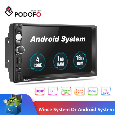 2022 el más nuevo Podofo Android 2 Din coche Radio reproductor Multimedia 2GB + ROM 32GB 7''GPS mapa SIN Dvd 2din Autoradio para Ford Volkswagen ► Foto 1/6