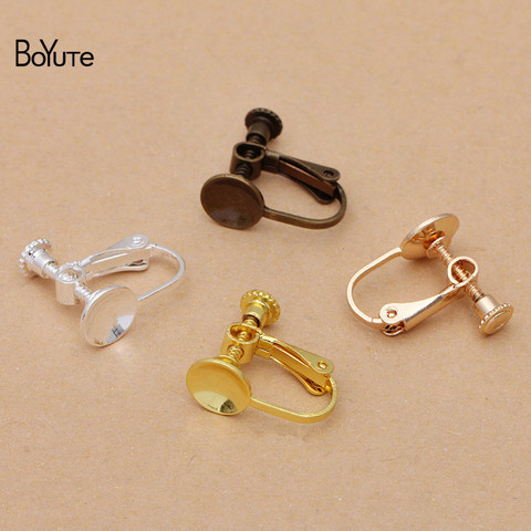 BoYuTe (20 unids/lote) latón Metal sin oreja perforada Clip de 8MM con Base de configuraciones en blanco pendiente Diy partes de accesorios de joyería ► Foto 1/6