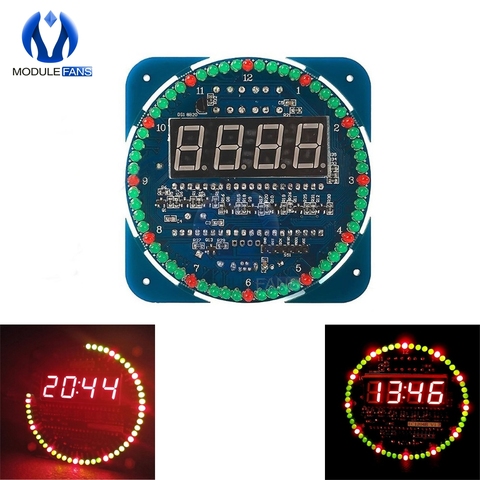 DS1302 Digital Módulo de visualización LED de alarma electrónica reloj Digital LED de temperatura Kit DIY SMC Aprendizaje 5 V giratoria ► Foto 1/1