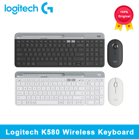 Logitech-teclado inalámbrico K580, Original, multidispositivo, 2,4G, Bluetooth, modo Dual, portátil, para PC, tableta, teléfono ► Foto 1/6