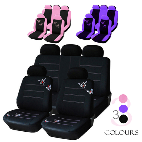 Hechos a mano nuevos bordado de mariposa cubierta de asiento de coche 100% transpirable, lavable la mayoría del automóvil como para Kia para Ford para Hyundai ► Foto 1/6