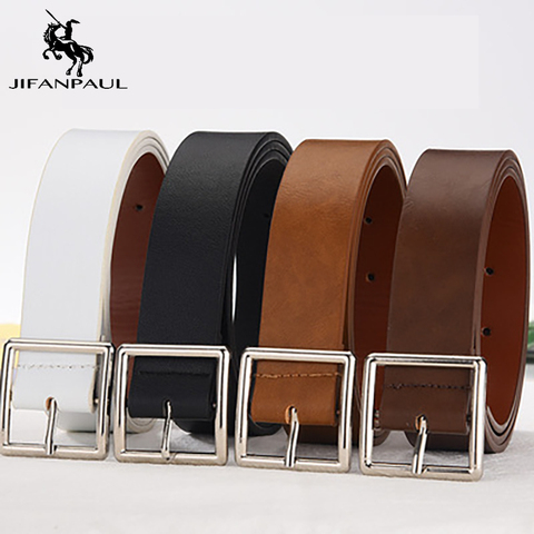 JIFANPAUL-Cinturón de estilo vaquero para hombre y mujer, cinturón ancho de PU japonés, cinturón con hebilla, Coreano ► Foto 1/6