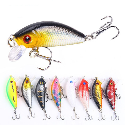 1 Uds Minnow Señuelos de Pesca 50mm4.2g Topwater cebo duro Wobbler plantilla cebo Crankbait carpa lubina rayada Pesca aparejos de Pesca SwimBait ► Foto 1/6