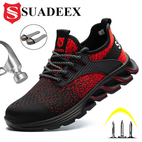 SUADEX zapatos de seguridad zapatos de las mujeres de los hombres de acero botas Indestructible zapatos de trabajo ligero transpirable de los hombres del dedo del pie tamaño EUR 37-48 ► Foto 1/6