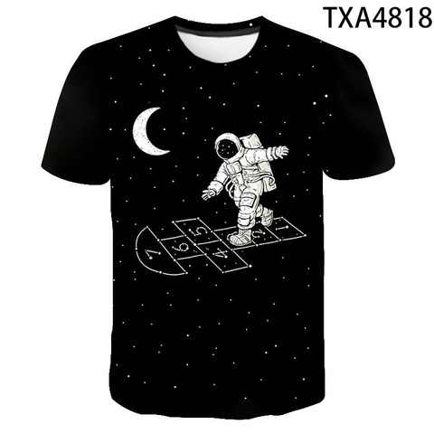 2022 Casual camiseta de hombre efecto 3D mujeres y niños espacio Planeta, astronauta explorar Impresión Digital cosmonauta camiseta Cool Tops de niño y niña camisetas ► Foto 1/6