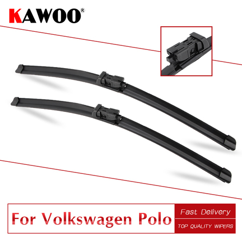 KAWOO-limpiaparabrisas de goma Natural para coche Volkswagen Polo MK4/MK5, modelo Año 2002 a 2017, brazo de botón pulsador/lateral ► Foto 1/6