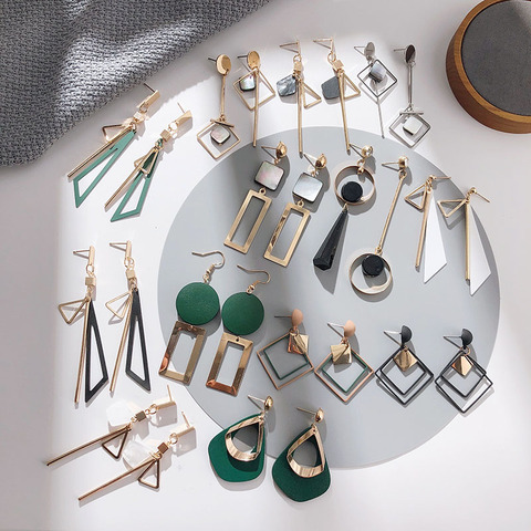 24 geométricos estilo pendientes de las mujeres de moda Coreana de Metal Vintage acrílico pendientes colgante pendientes Brincos boda Simple Accesorios ► Foto 1/6