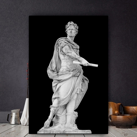 Póster en lienzo de la estatua de Julius Caesar, Emperor romano, blanco y negro, imágenes artísticas de pared para decoración de la sala de estar ► Foto 1/6