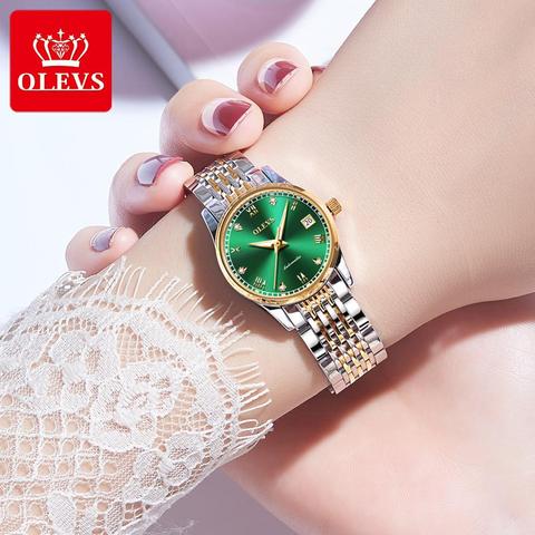 OLEVS de la marca de lujo de las mujeres mecánico automático reloj impermeable de estilo clásico y de acero correa de reloj mecánico regalo ► Foto 1/6