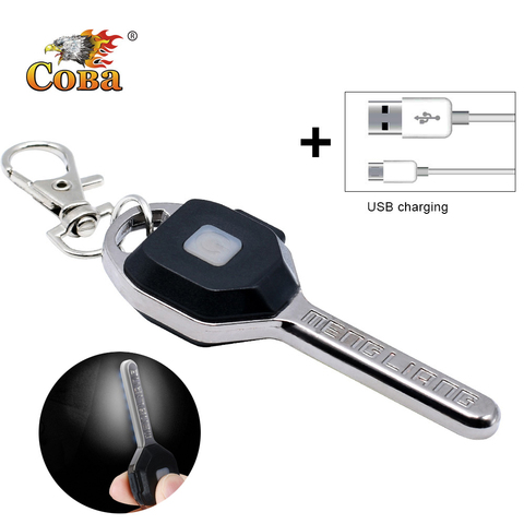 Coba-mini linterna LED para exteriores, linterna con llavero, portátil, 2 modos de brillo, recargable por USB ► Foto 1/6