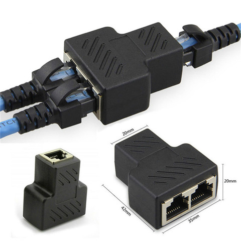 Conector hembra RJ45, extensor adaptador divisor de red RJ45 de 2 vías, conector LAN, adecuado para Ethernet Cat5 Cat6 ► Foto 1/5